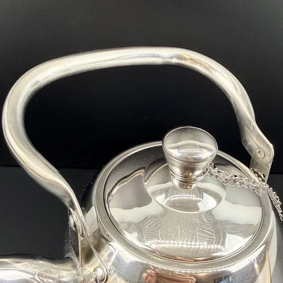 Potobelo Italia Stainless Steel Teapot Kettle 1L 1Qt Mirror Finish Chain Lid - Picture 8 of 10
